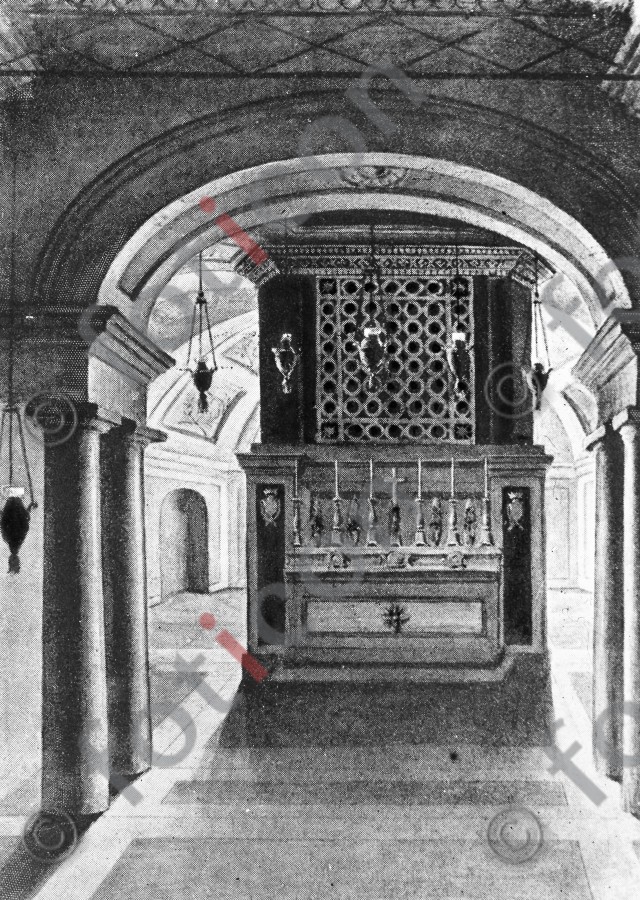 Grab des Heiligen Franziskus | Tomb of St. Francis - Foto simon-139-071-sw.jpg | foticon.de - Bilddatenbank für Motive aus Geschichte und Kultur